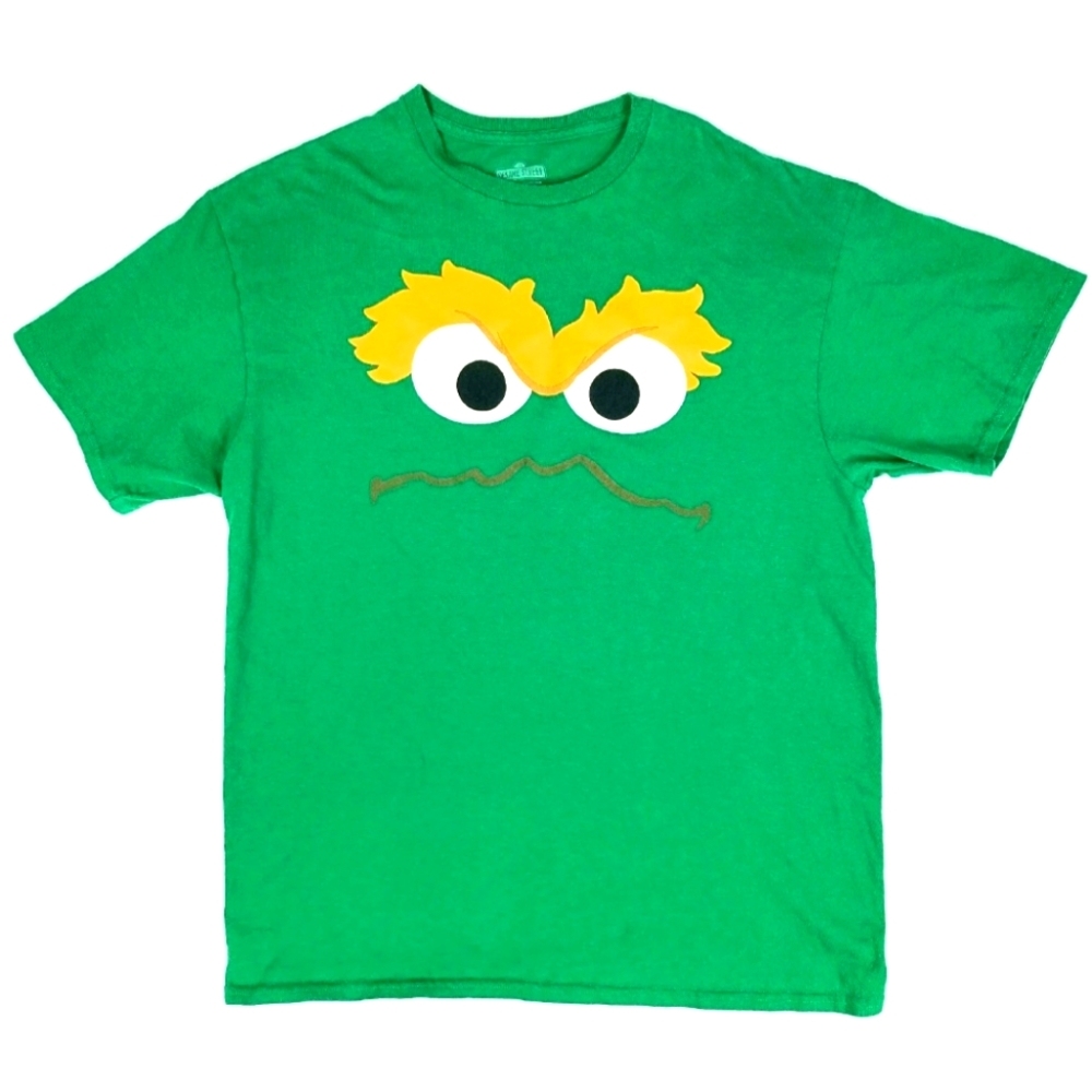 Sesame Street Oscar the Grouch Tee Green Short Sleeve T-Shirt Size Large